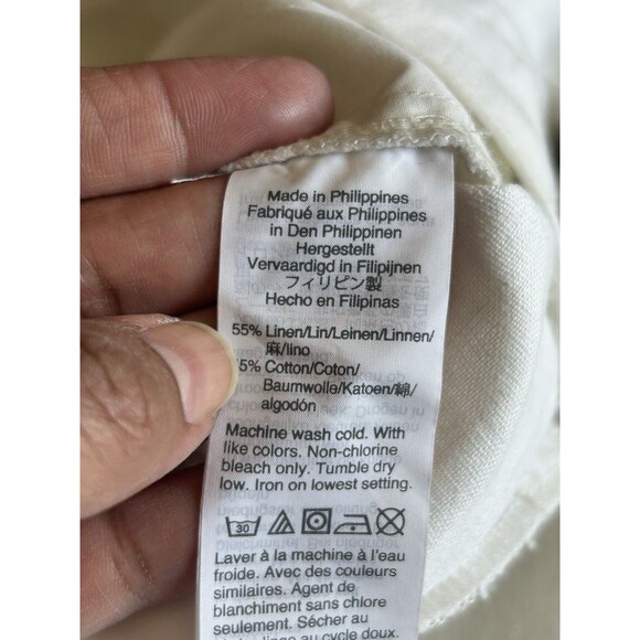 J Crew Linen-Blend Shorts Womens Sz 10 White Scalloped Hem Beach Resort Chic - Picture 8 of 10